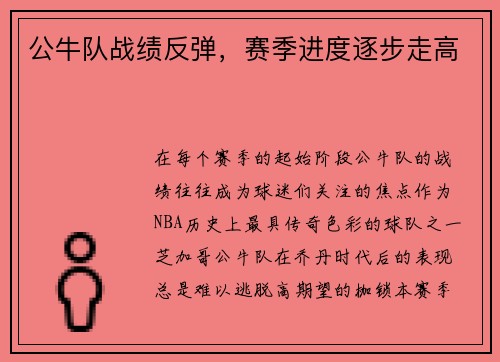 公牛队战绩反弹，赛季进度逐步走高